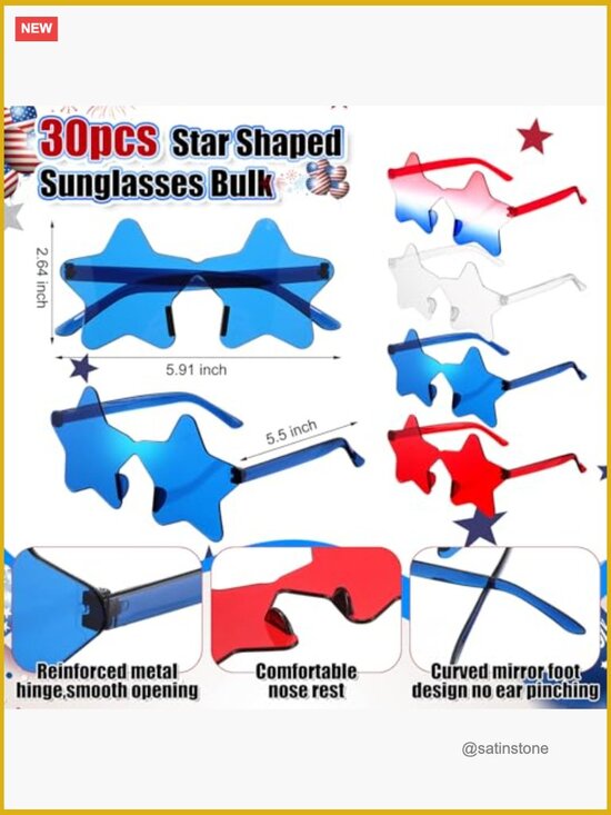 90 Pcs Patriotic Party Favors Set Star Sunglasses Silicone Bracelets Slap